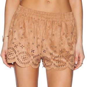 Minkpink lackawanna blues faux suede leather laser cut shorts xs